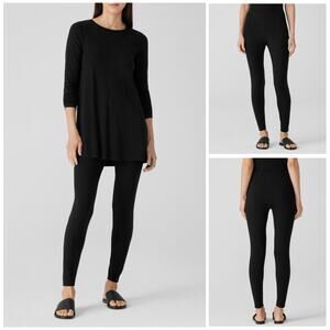 Eileen Fisher Black Stretch Tencel Ankle Leggings size Small